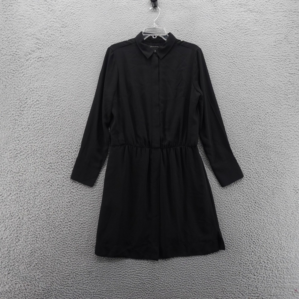 Banana Republic Long Sleeve Shirt Dress Size 10 Black Womens Classic Career